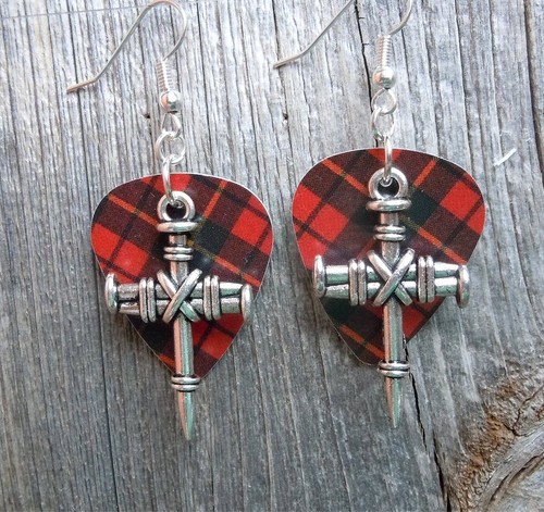 Bound Nails Cross Charm Guitar Pick Earrings with Surgical Steel Earwires - Picture 12 of 26
