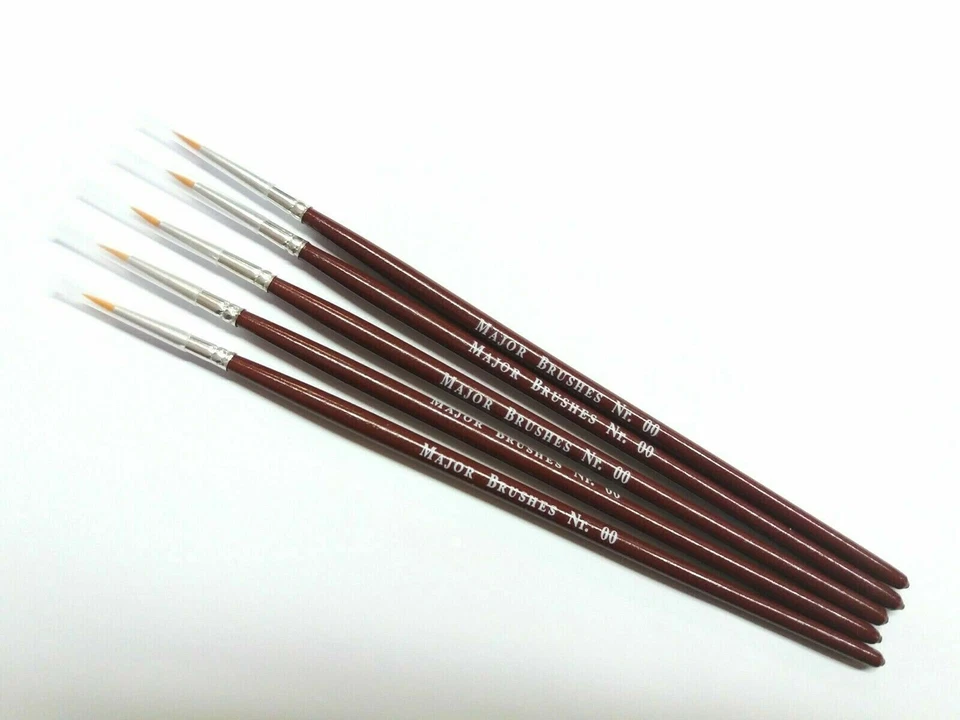 Fine Detail Paint Brush Set of 5 Brushes Size 00 for Model Making Major Brushes
