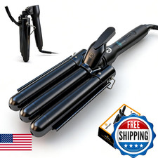 Mistcado 3 Barrel Curling Iron, 1 Inch Ceramic Tourmaline Hair Waver Wand with L