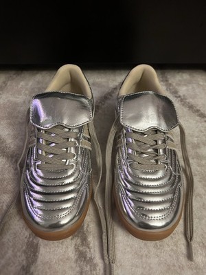 Women sSteve Madden Silver Metallic Low Top Lace-Up Sneakers New No Box