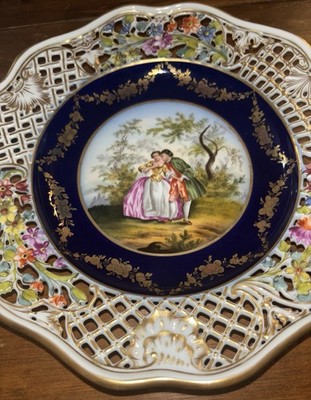 Lovely Antique Ernst Teichert Dresden Porcelain Cabinet Plate