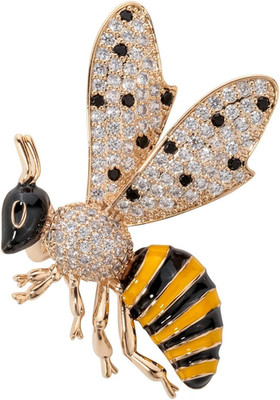 Women'S Bumble Bee Pin Brooch + Pendant 2 in 1-1 2/5 Inch - Crystal Cubic-Zircon