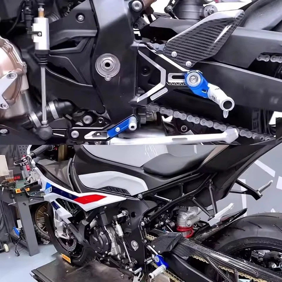 Juego de estriberas de aluminio ajustables de fibra de carbono para BMW S1000RR M1000RR Foto 3 de 4