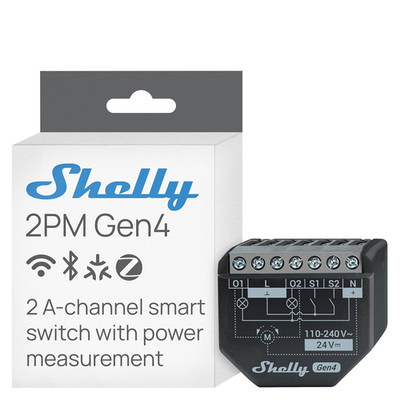 2PM Gen4 | Wi-Fi, Zigbee & Matter 2-Channel Smart Relay Switch with Power Meteri