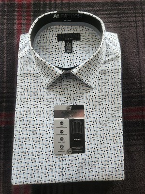 Men's Alfani Tech Athletic Fit Dress Stretch Collar Dress Shirt M- New