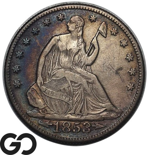 1853-O Seated Liberty Half Dollar, Arrows & Rays, Choice XF Scarcer Date