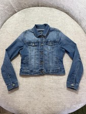 Red Camel Denim Jacket Juniors Medium Blue Button Front Short Trucker Casual