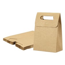 12Pcs Kraft Paper Bags 3.1x5.3x7.5 Inch Stand Up Gift Bag with Handles Brown