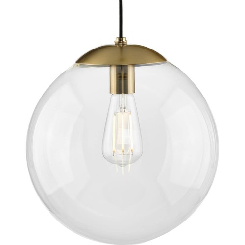 Progress Lighting Atwell 1-Light Glass Globe Brushed Nickel Modern Pendant Light