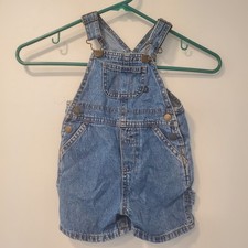Vintage Y2K Faded Glory Infant 6/9M Denim Carpenter Shortalls Jean Overalls