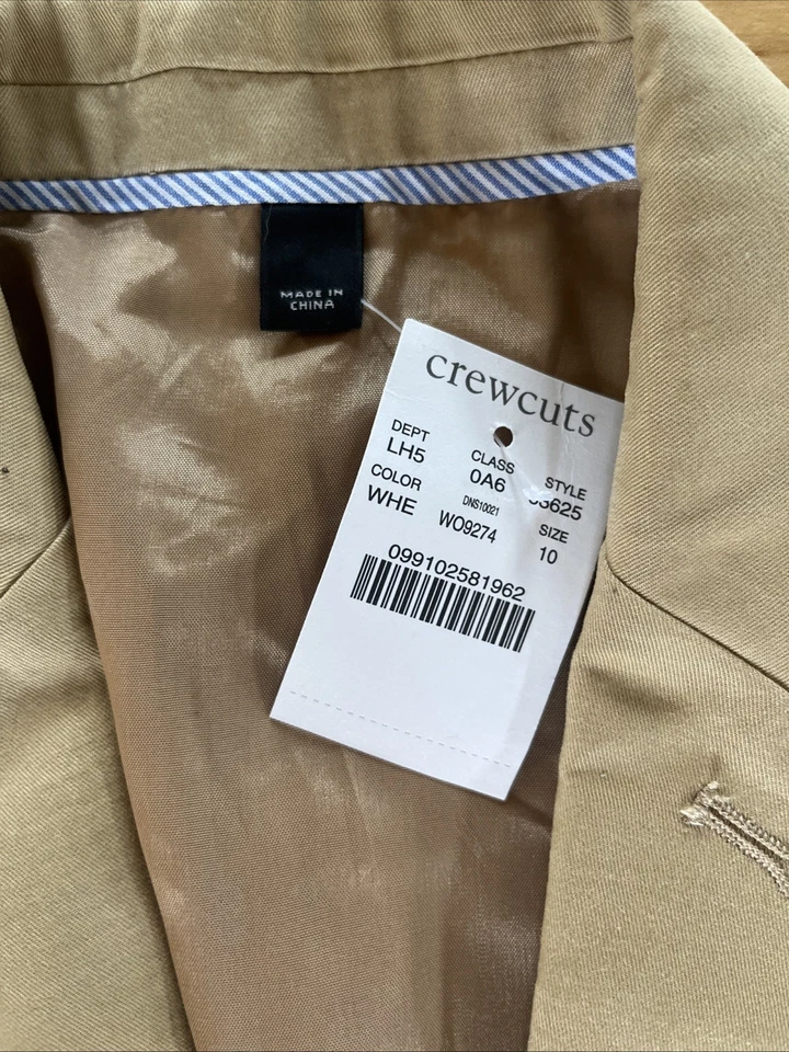 Traje Blazer Chaqueta Tostado Chino Talla 10 Niños Corte Redondo Talla 10 Nuevo con Etiquetas Venta al por menor por $158 Foto 2 de 4