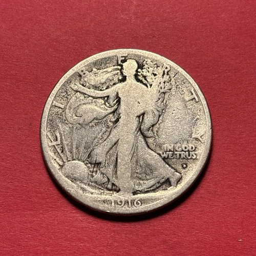 (1) Beautiful Antique 1916-D Walking Liberty Half Dollar CHOICE G-GOOD