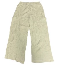 Sage Green Cargo Pants Large Cotton Pull On Raw Hem Lounge Preppy Lightweight