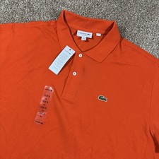 Lacoste Polo Shirt Men  s Size 8 3XL Stretch Cotton Paris Regular Fit Orange NEW