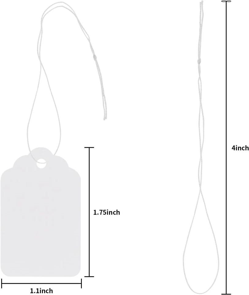 White Price Tags with String - 1000PCS Pre-Strung Paper String Tags for Pricing - Image 3 of 4