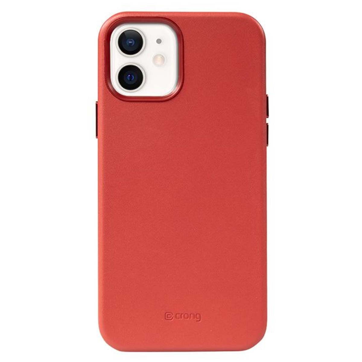 Coque en Cuir Écologique Rouge Crong pour iPhone 12 et 12 Pro