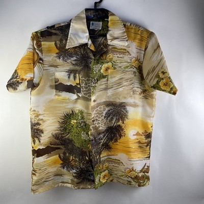 Vintage Waikiki Holiday Hawaiian Shirt Men s L Polyester Short Sleeve Button Up