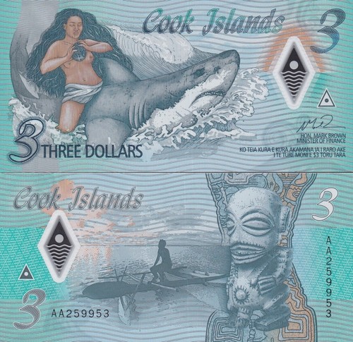 Isole Cook 3 Dollari ND 2021 P 11 Polimero UNC AA Prefisso Scadenza - Foto 1 di 5