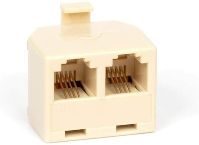 Duplex Modular Phone Wall Jack Adapter (IVORY) RJ11 - Splitter | One Pack