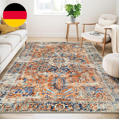 WONGS BEDDING Boho Teppich Wohnzimmer Schlafzimmer Kurzflor Teppiche Waschbar We