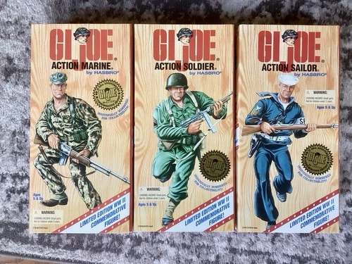 (3) GI Joe 12” Action Marine -Action Soldier - Action Sailor /Set -MINT ! NIB