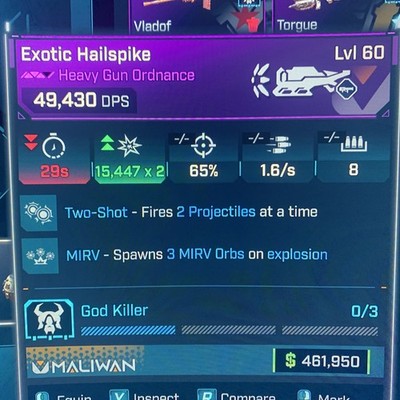 Borderlands 4 LVL 60 GOD ROLL HAILSPIKE TWO SHOT MIRV All PLATFORM