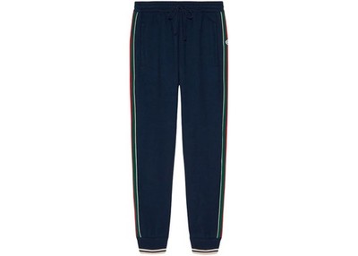 Authentic Men's Gucci Navy Cashmere Web Stripe Joggers Track Pants New $2300