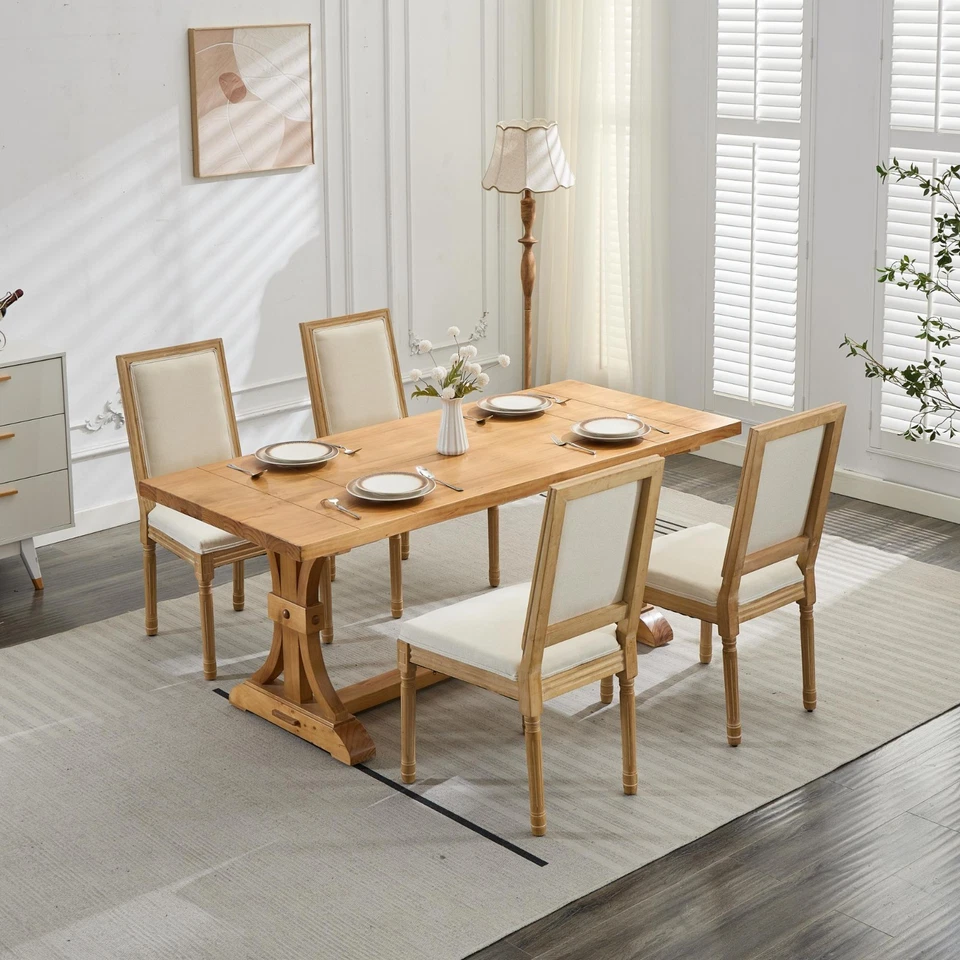 Conjunto de 4 cadeiras de jantar de cozinha madeira moderna cadeira lateral madeira sala de jantar fazenda - Imagem 2 de 4