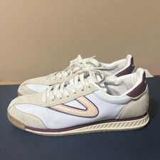 Tretorn Kristine Elite Suede and Textile Upper Sneakers Cream White Burgundy 9