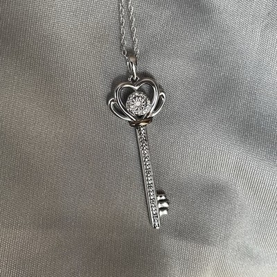 Neu ohne Etikett Brücke Diamant Sterling 925/10 Karat Skelett Schlüssel mit 18'' Kabel Kette