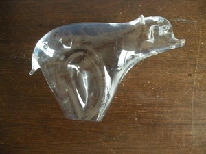 Polar Bear Sculpture Paperweight Vintage ? Italian Murano Clear Art Glass X4