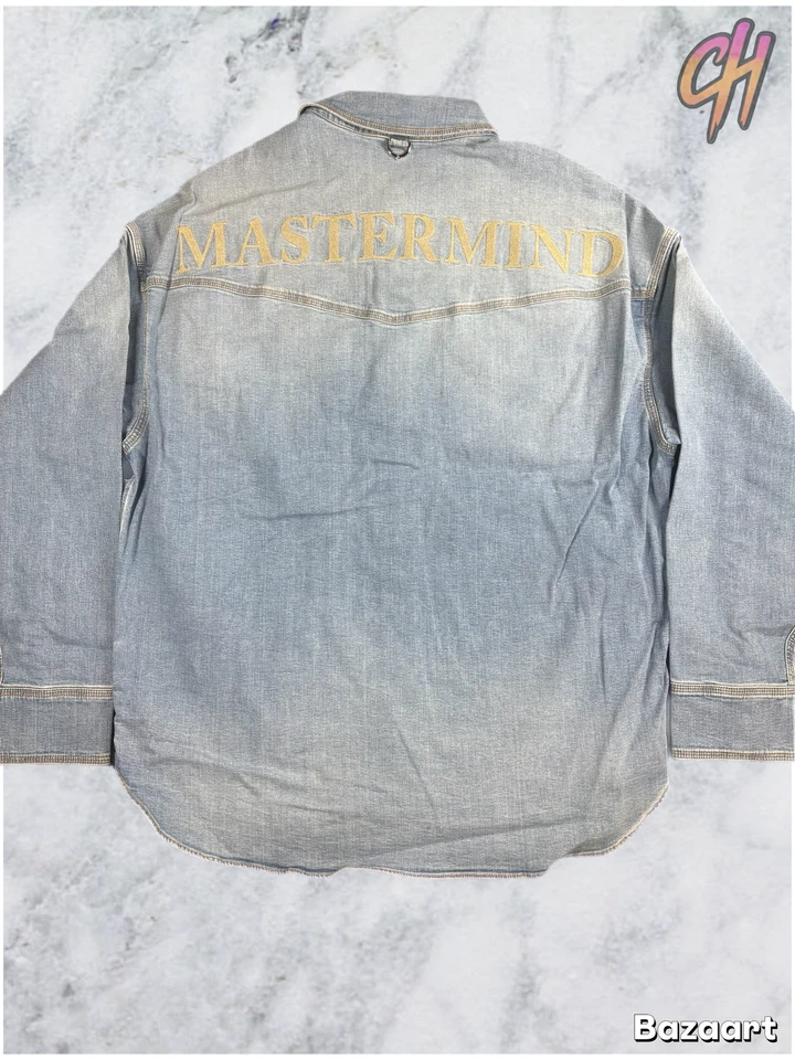 Camisa de mezclilla lavada Mastermind Vs. Bape Light Oz talla pequeña Foto 2 de 4