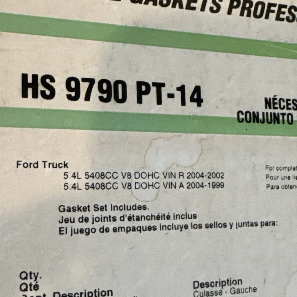 Juego de juntas de culata Fel-Pro HS 9790PT-14 para Lincoln 1999-2004 5,4 L Foto 3 de 4