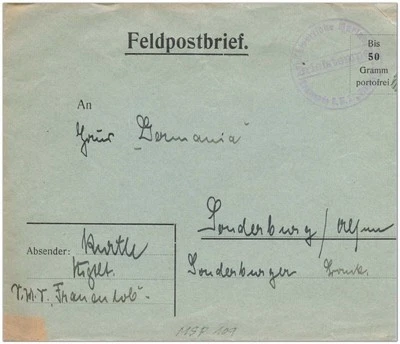 Briefhülle Feldpost Marine-Briefstempel Kleiner Kreuzer SMS Frankfurt (MSP 109) - Bild 1 von 2