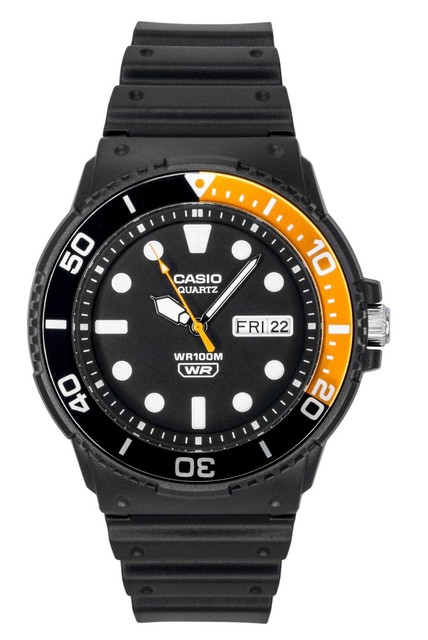 Montre Casio analogique avec bracelet en résine cadran noir Quartz MRW-230H-1E4V 100M pour hommes