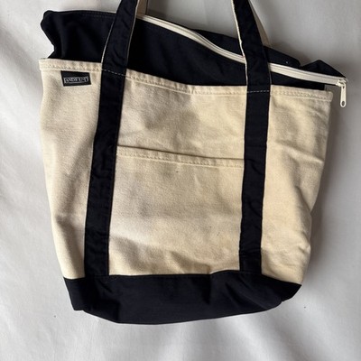 バッグ 90's LAND'S END TOTE Vintage 90s Lands' End Black White Cream Classic Canvas Boat Tote