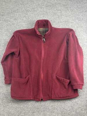 Barbour Jacket Mens 2XL Red Classic Fleece Full Zip Lined Pockets Outdoor A897