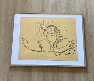 1985 Dédicace Franquin Gaston Rame Dans Son Espadrille (dédicace à A. Chaufour)