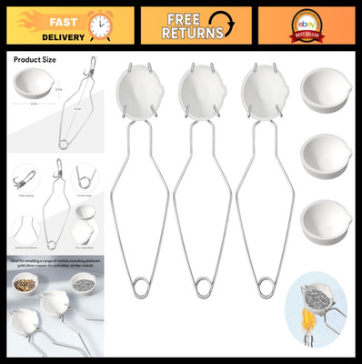 9 Pcs Ceramic Crucibles Melting Kit - 6 Quartz Crucibles & Tongs for Gold Silver