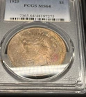 New Listing1925 Peace Silver $1 Dollar PCGS MS65 ~ Nice Natural Toning!! #1347