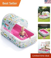 65"x39" Pink Inflatable Pool with Sun Canopy - Perfect for Toddlers Ages 1-6