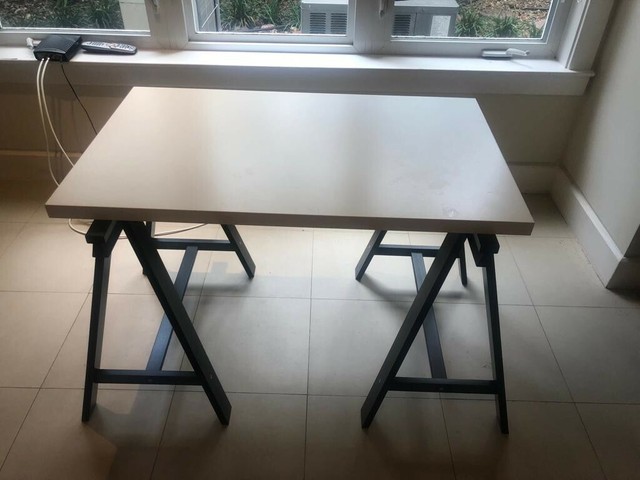 Ikea Linnmon Desk White Top And Silver Legs 59x29 For Sale