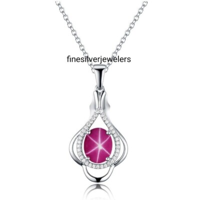 Pink Ruby Star Pendant in 925 Sterling Silver Pink Lindy Star Necklace Infinity 