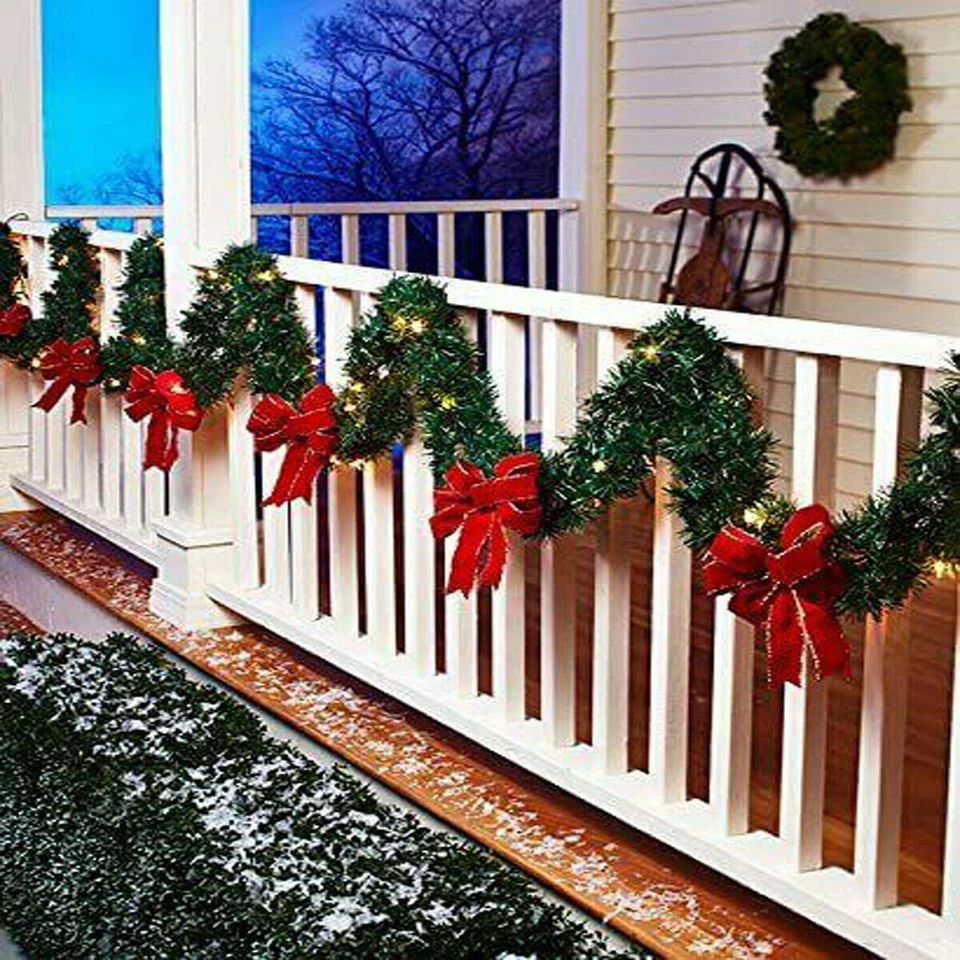 9FT Artificial Christmas Garland with LED Lights Wreath Stair Home Rattan Decor - image 4 of 4