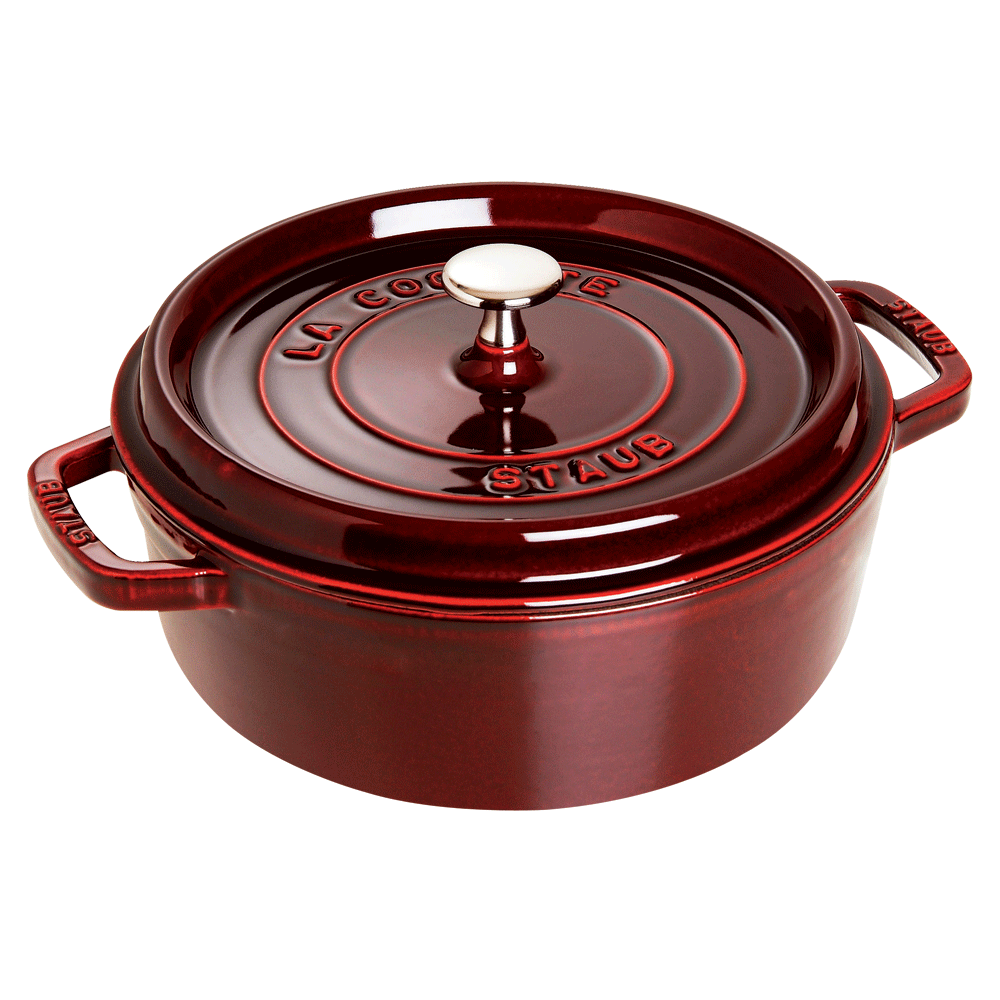 Staub 4-qt Cast Iron Shallow Wide Round Cocotte in Grenade Red