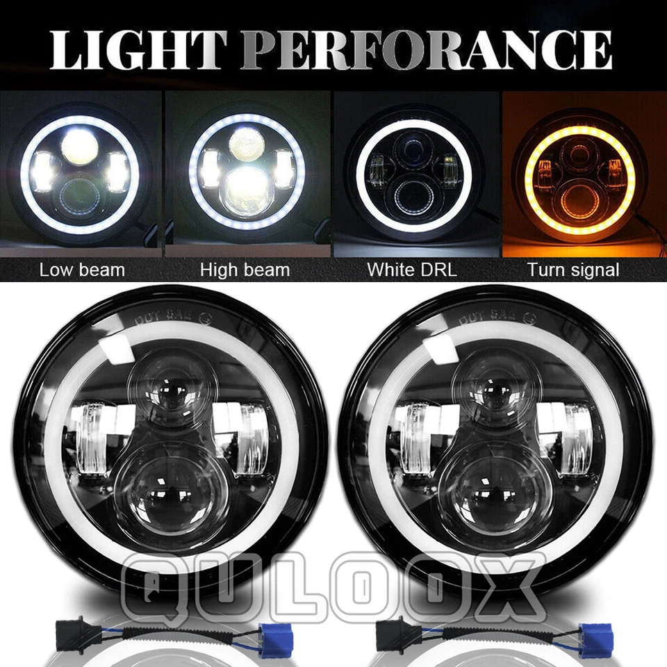 For Dodge D100 D200 D300 Pickup 7inch Round LED Headlights Hi/Lo Sealed Beam 2X - Image 3 of 4