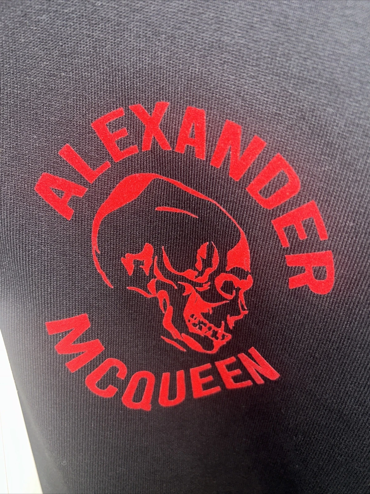 Autentica felpa con cappuccio mezza zip ALEXANDER MCQUEEN floccata cotone terry francese taglia Med