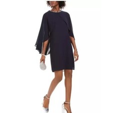 Vince Camuto Womens 8 Navy Blue Embellished Neckline Short Dress NWD BE85