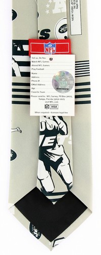 New York Jets Men's Necktie NFL Licensed Football Team Sports Beige Neck Tie - Picture 2 of 2
