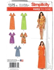 Simplicity 1375 Easy to Sew Misses Pullover Dress Sewing Pattern Sizes XXS-XXL